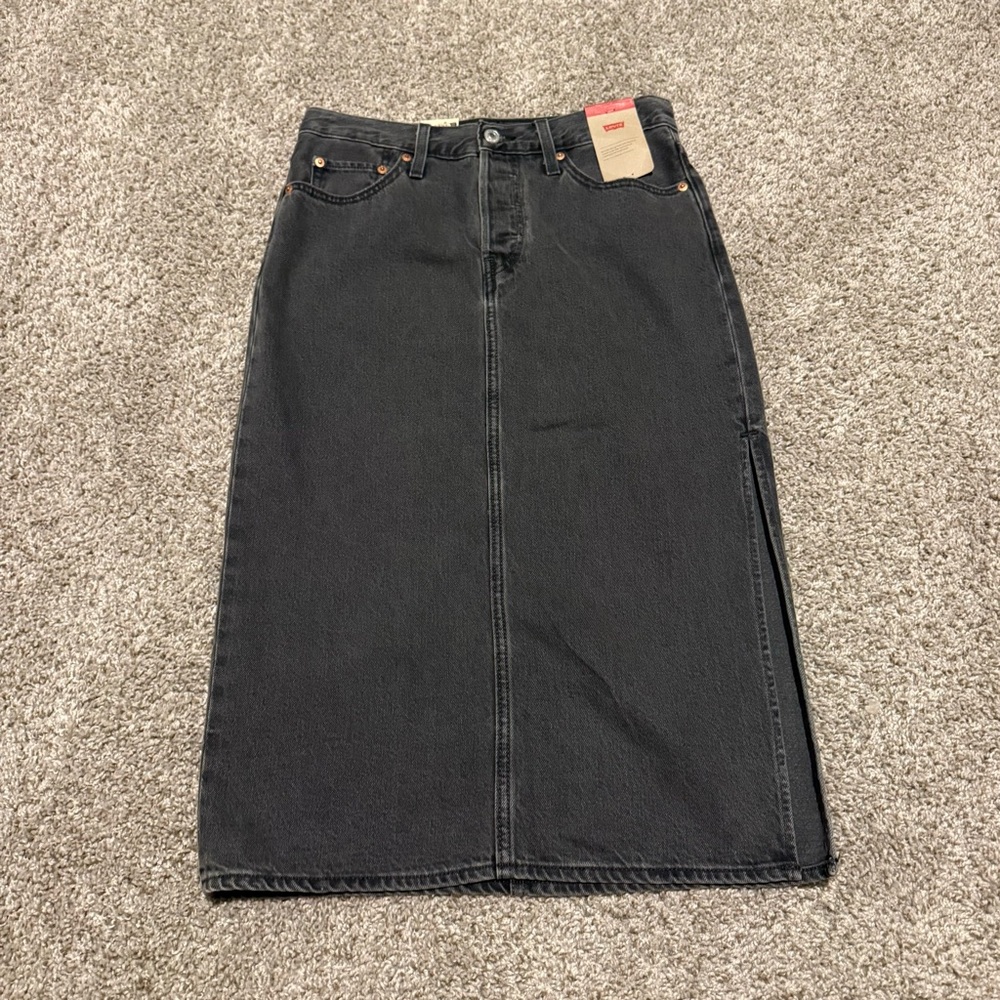 Levi's Black Denim Midi Skirt w/ Slit